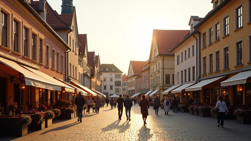 Kėdainių rotušės aikštė su puikia architektūra ir šaligatviais